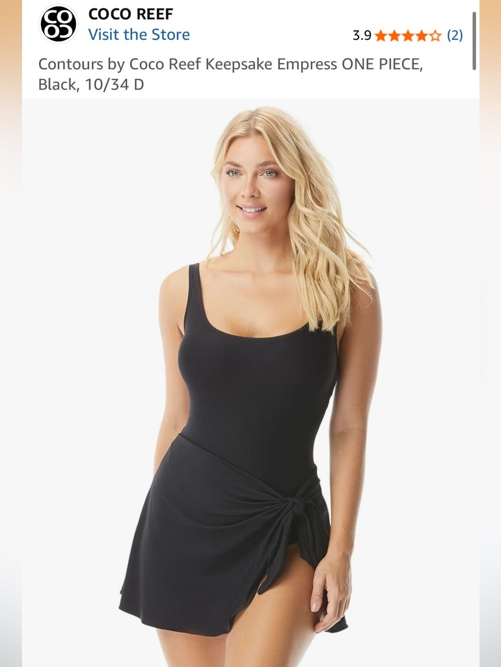 Contours by Coco Reef Keepsake Empress ONE PIECE, Black, 10/34D NWT!